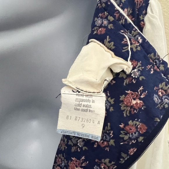 RARE Vintage Gunne Sax Prairie Dress Blue Floral Lace Peasant Cottagecore - Picture 7 of 8